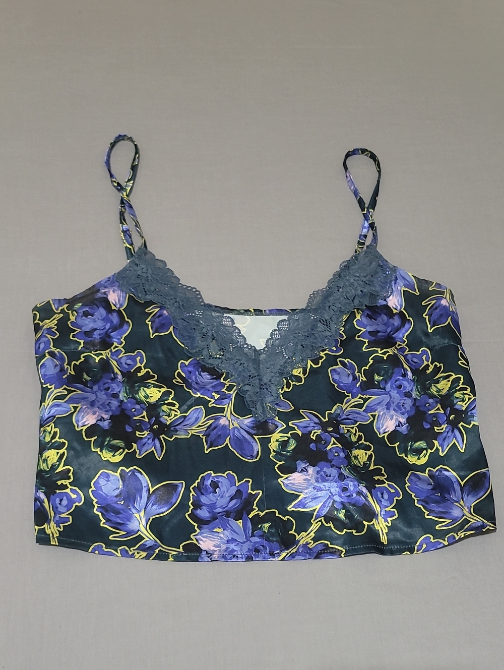 La SENZA Purple & Black Floral Lace-Trim Camisole